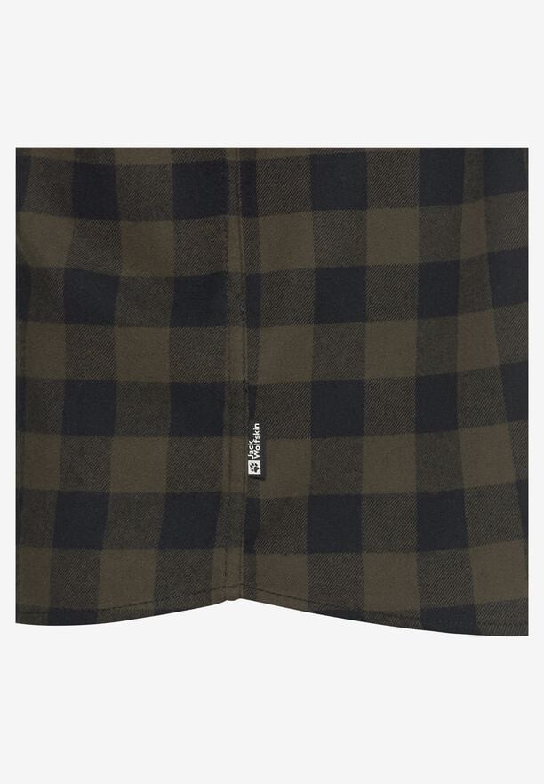 Jack Wolfskin Men's Lite Flannel Shirt Check Obsidian Moss 07