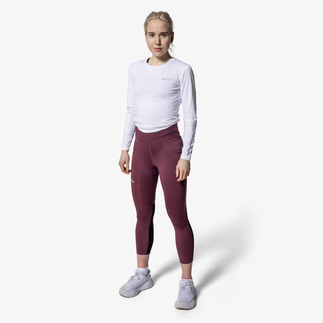 Swix Women's Pace High Waist Cropped Tights Plum 06
