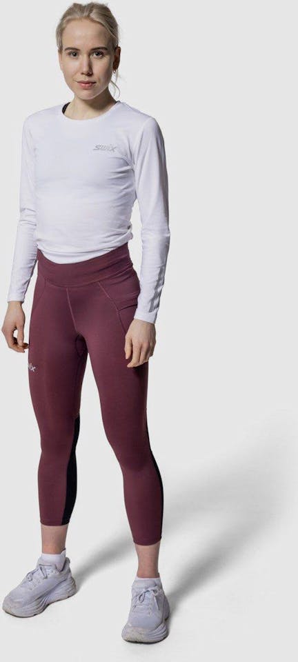 Swix Women's Pace High Waist Cropped Tights Plum 06