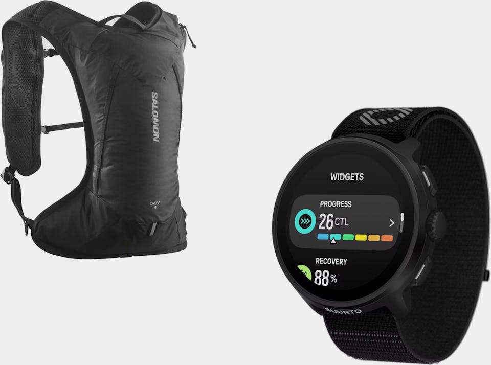 Salomon Cross 4 & Suunto Run All Black Musta 01
