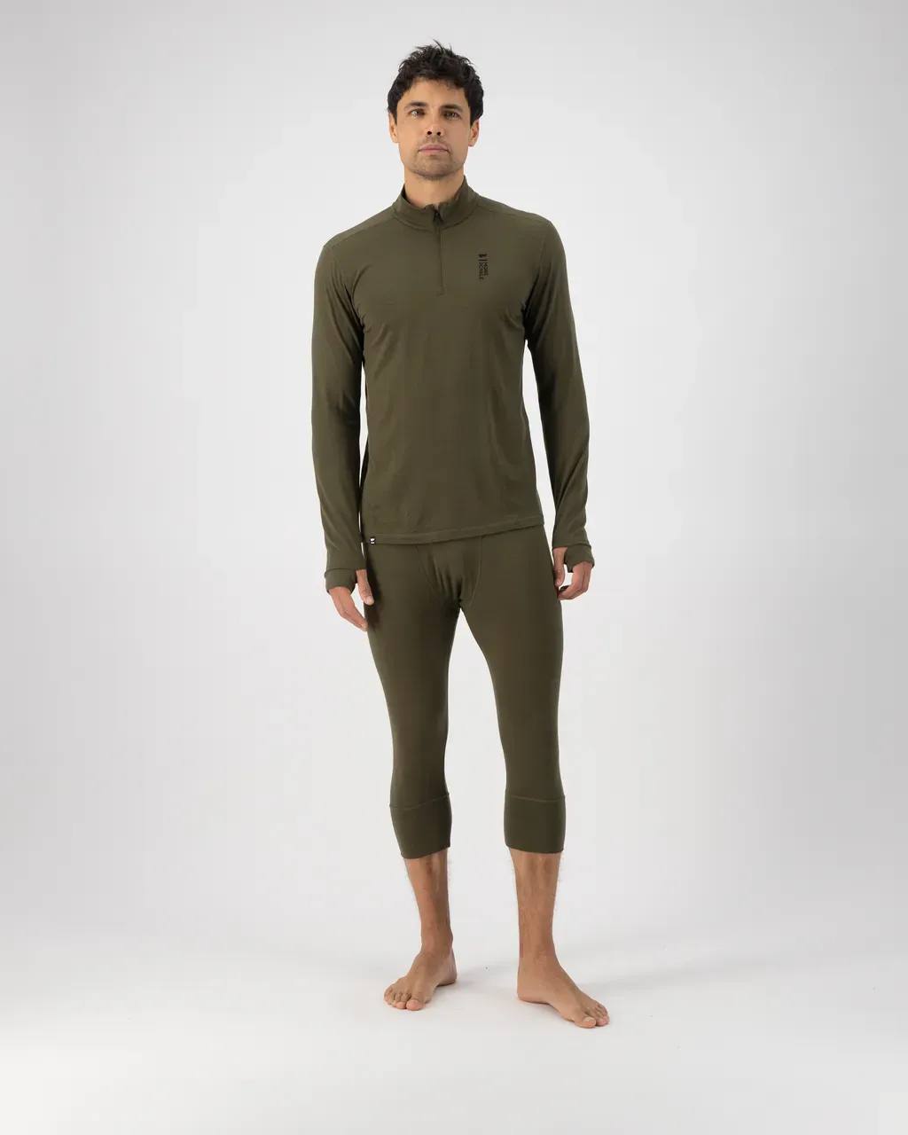 Mons Royale Cascade 200 1/4 Zip LS Dark olive 03