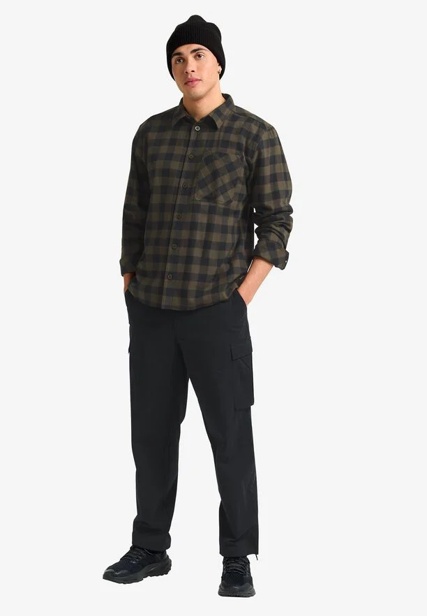 Jack Wolfskin Men's Lite Flannel Shirt Check Obsidian Moss 02