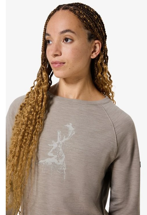 Supernatural Women's Charming Deer Blush Long Sleeve Khaki/Harma 03