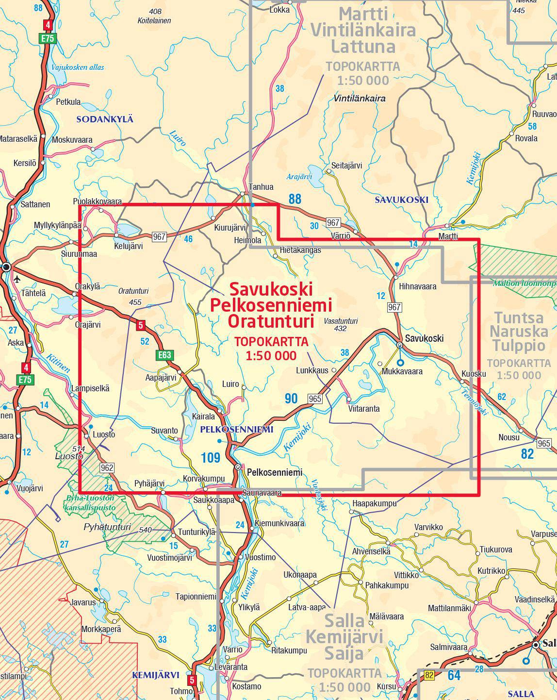 Karttakeskus Savukoski Pelkosenniemi Oratunturi  02