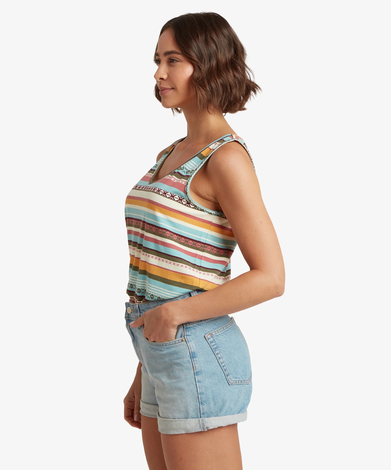 Sherpa Women's Neha V-Neck Tank Top Evergreen Indreni 03