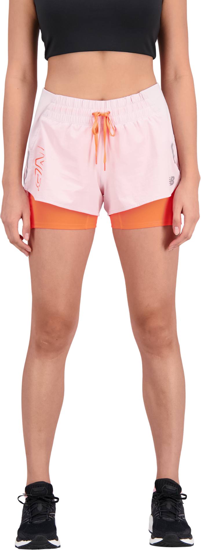 New Balance Women's Print Impact Run 2in1 Shorts Pink 04