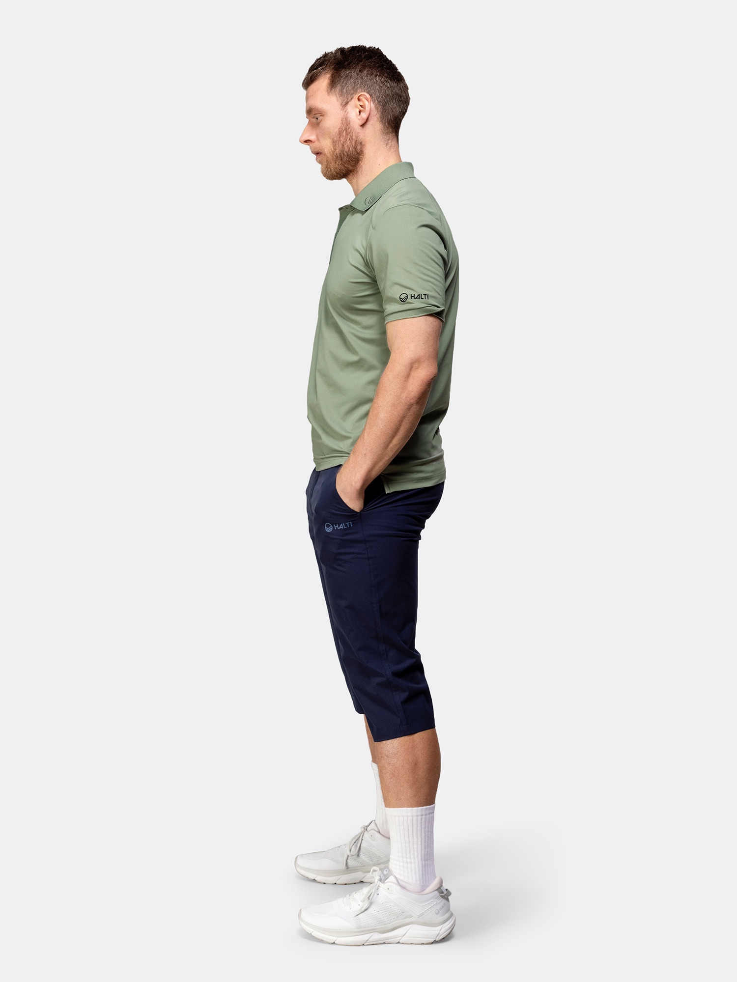 Halti Men's Birdie Technical Polo Tummanvihreä 04