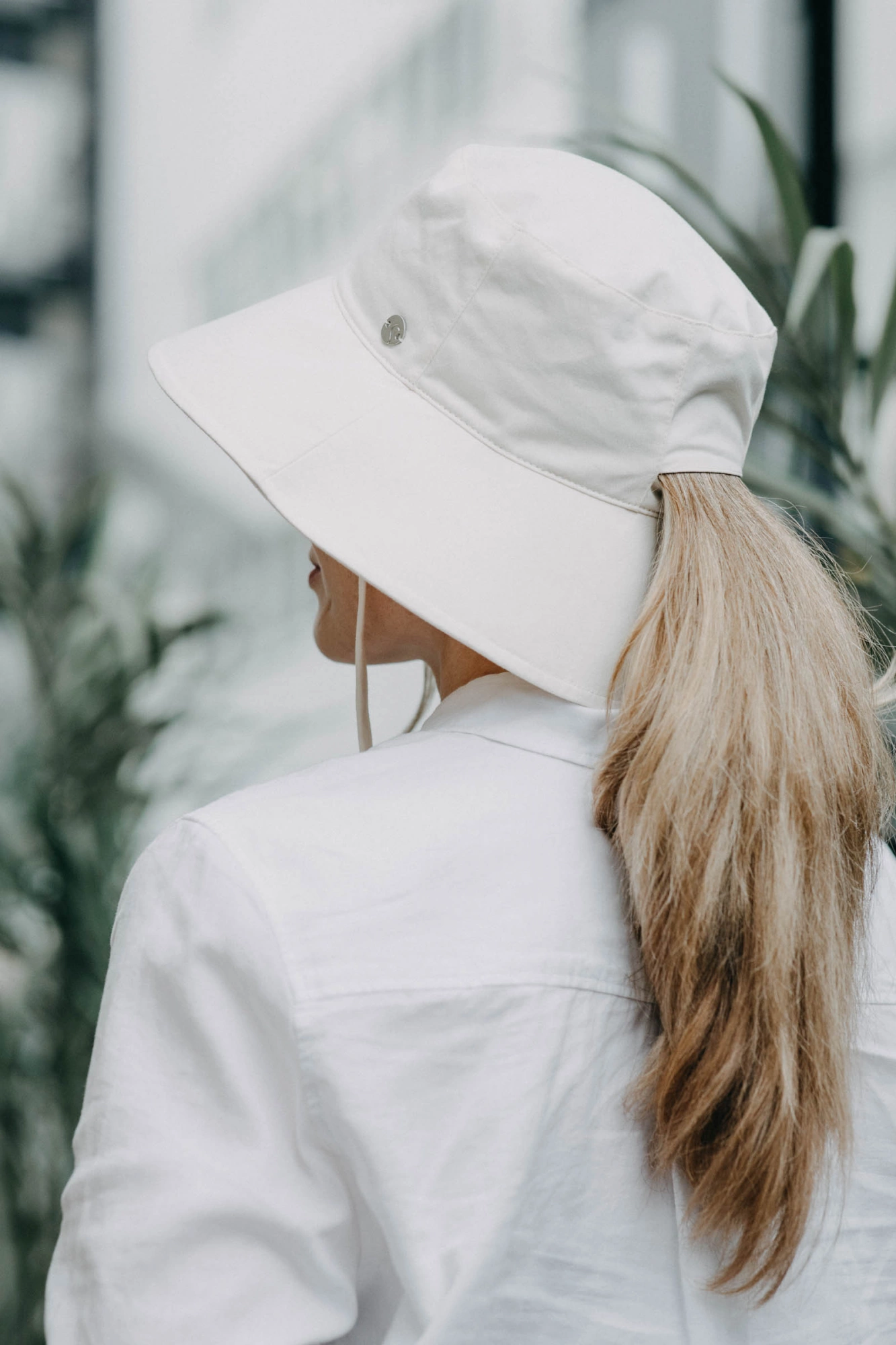 Salon Summer Hat Cotton Ponytail Off-White 04