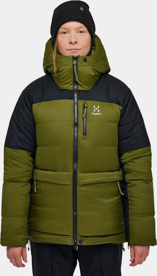 Haglöfs Women's Riksgräns Down 850 Hood Olive Green/True Black 05