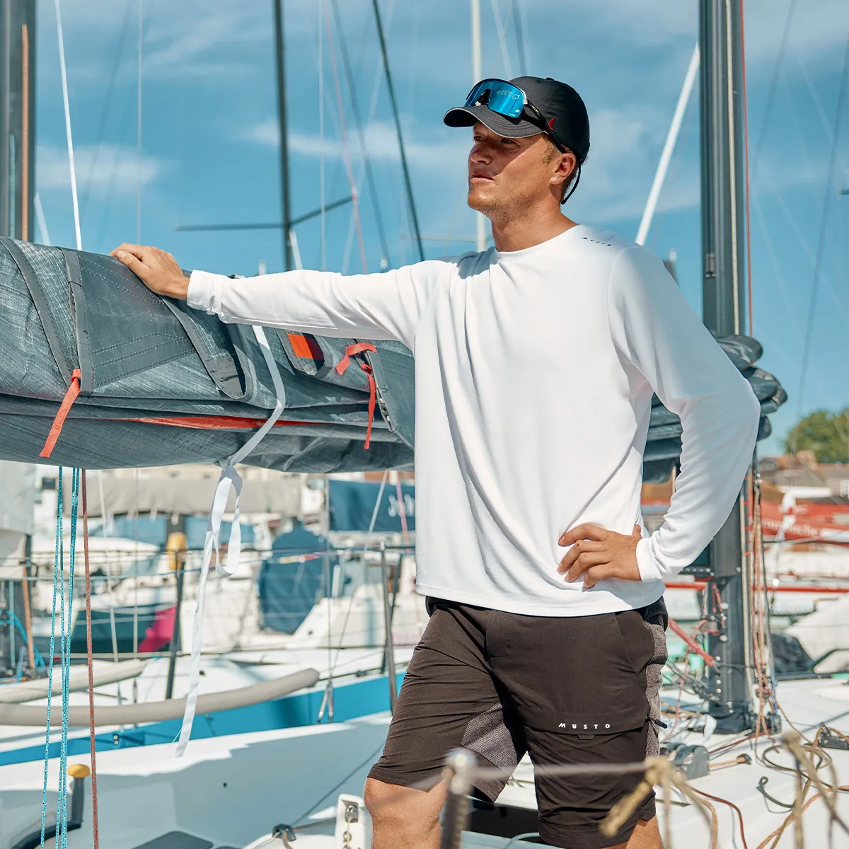 Musto Men's Evo Crew Sunblock Long Sleeve White 06