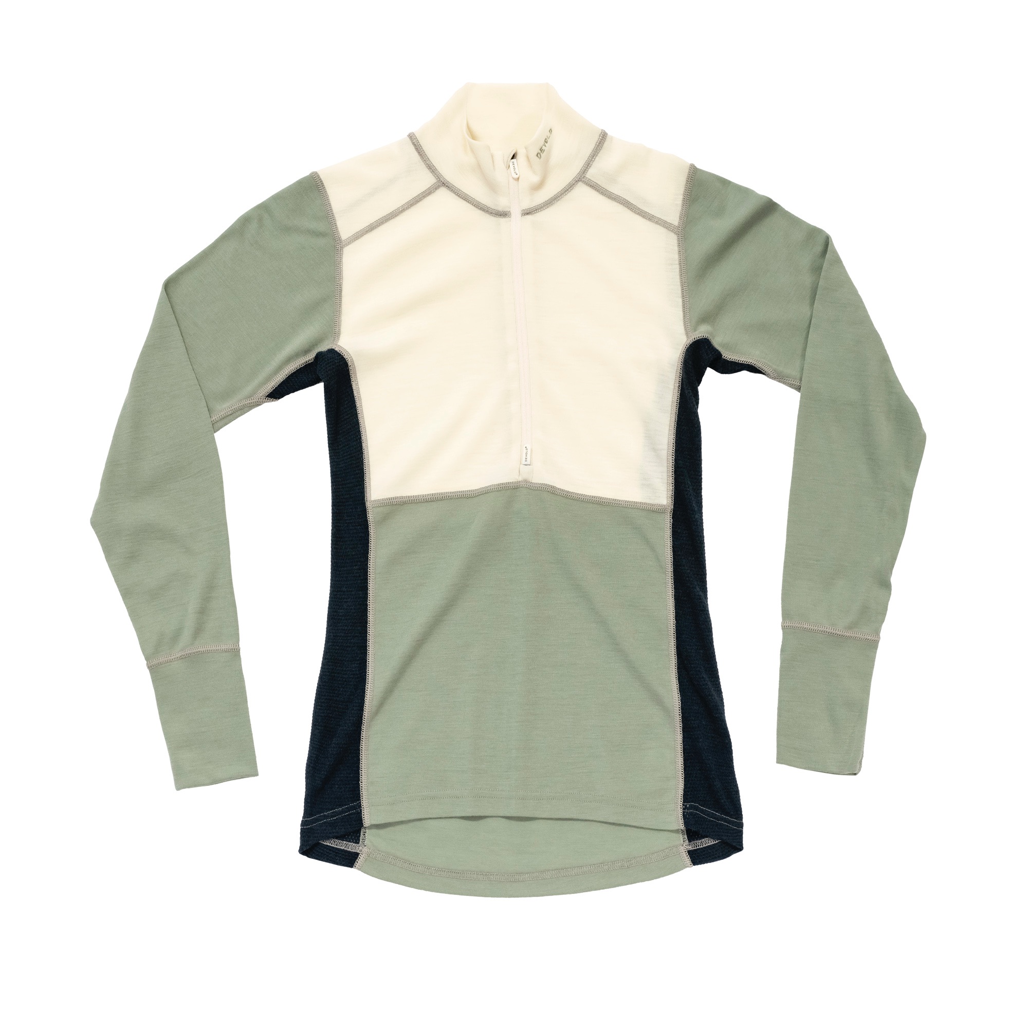 Devold Lauparen Merino 190 Zip Neck Woman Raw white / Fog / Ink 04
