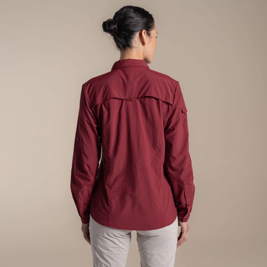 Craghoppers Women's Nosilife Adventure Long Sleeve III Shirt Riad Red 03