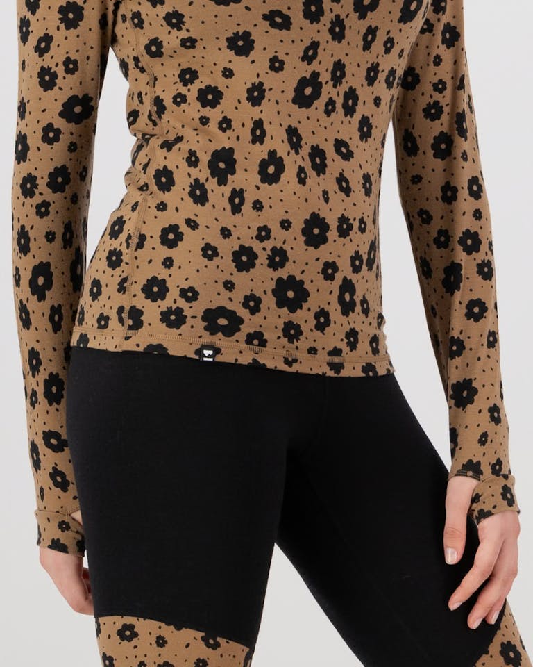 Mons Royale Women's Cascade Merino Long Sleeve Aoraki Lily Toffee 04