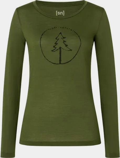 Supernatural Women's Bubble Tree Long Sleeve Green 02