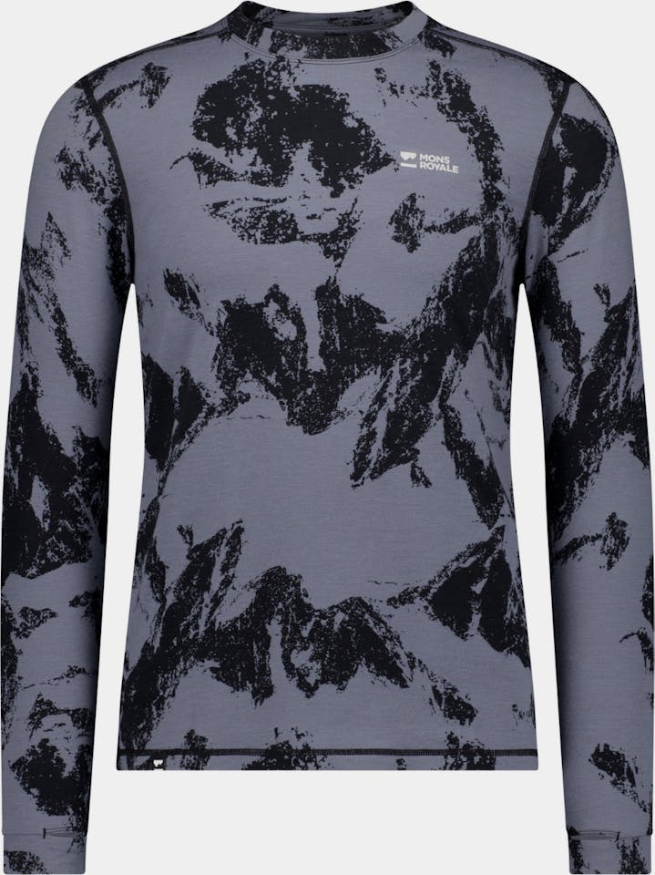 Mons Royale Men's Cascade Merino Long Sleeve Mtn Pixel Grey 01