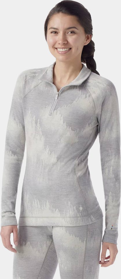 SmartWool Women's Classic Merino 1/4 Zip Long Sleeve Light Grey Foggy Pines 01