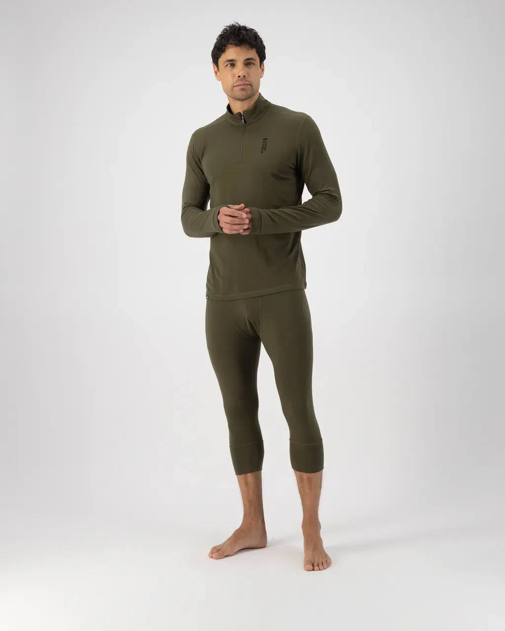 Mons Royale Cascade 200 1/4 Zip LS Dark olive 04