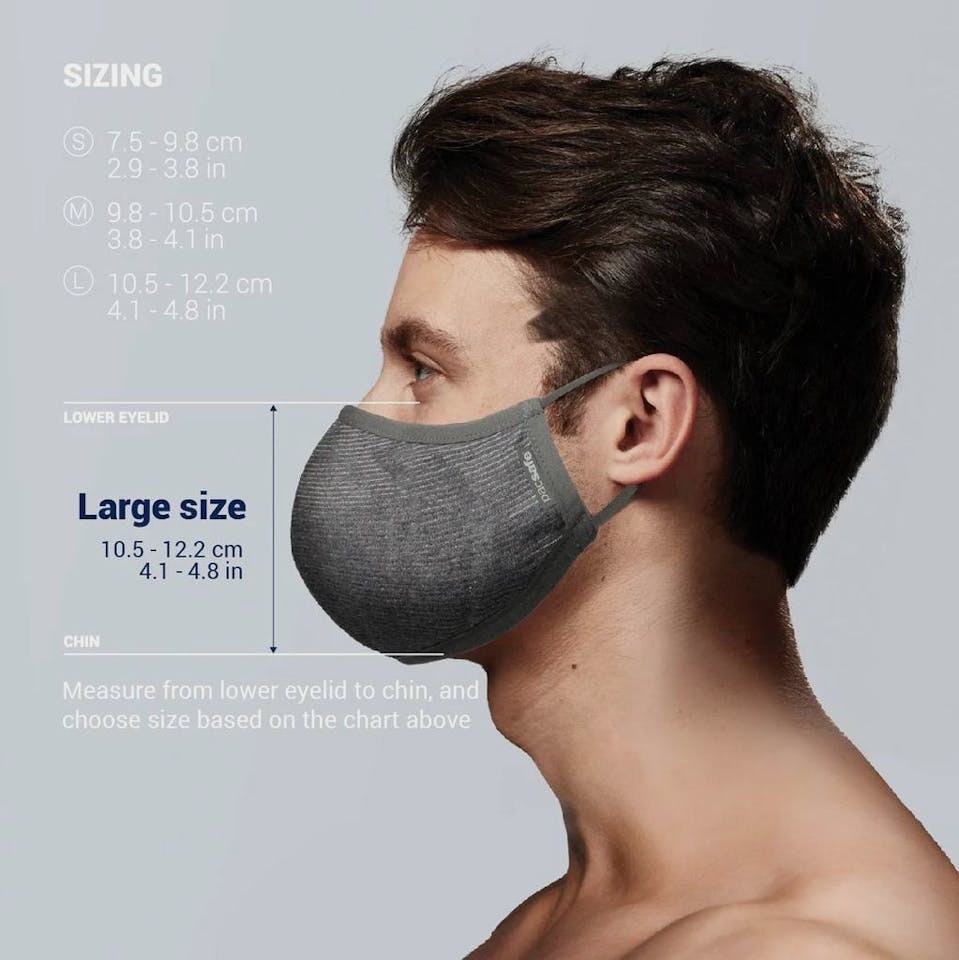 Pacsafe Face Mask Silver Ion Harmaa 08