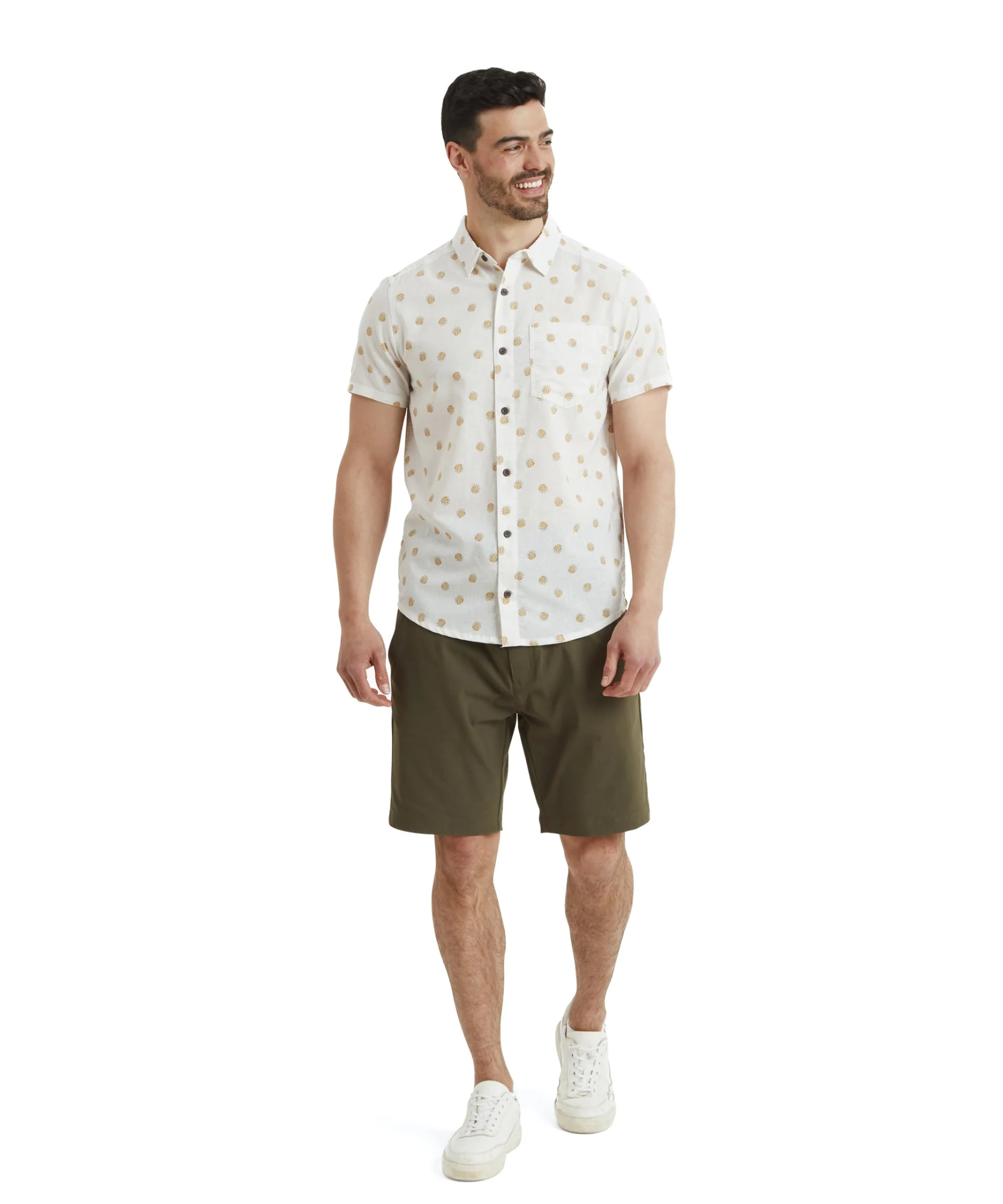 Sherpa Men's Newar Peacock Short Sleeve Shirt Off-White 03