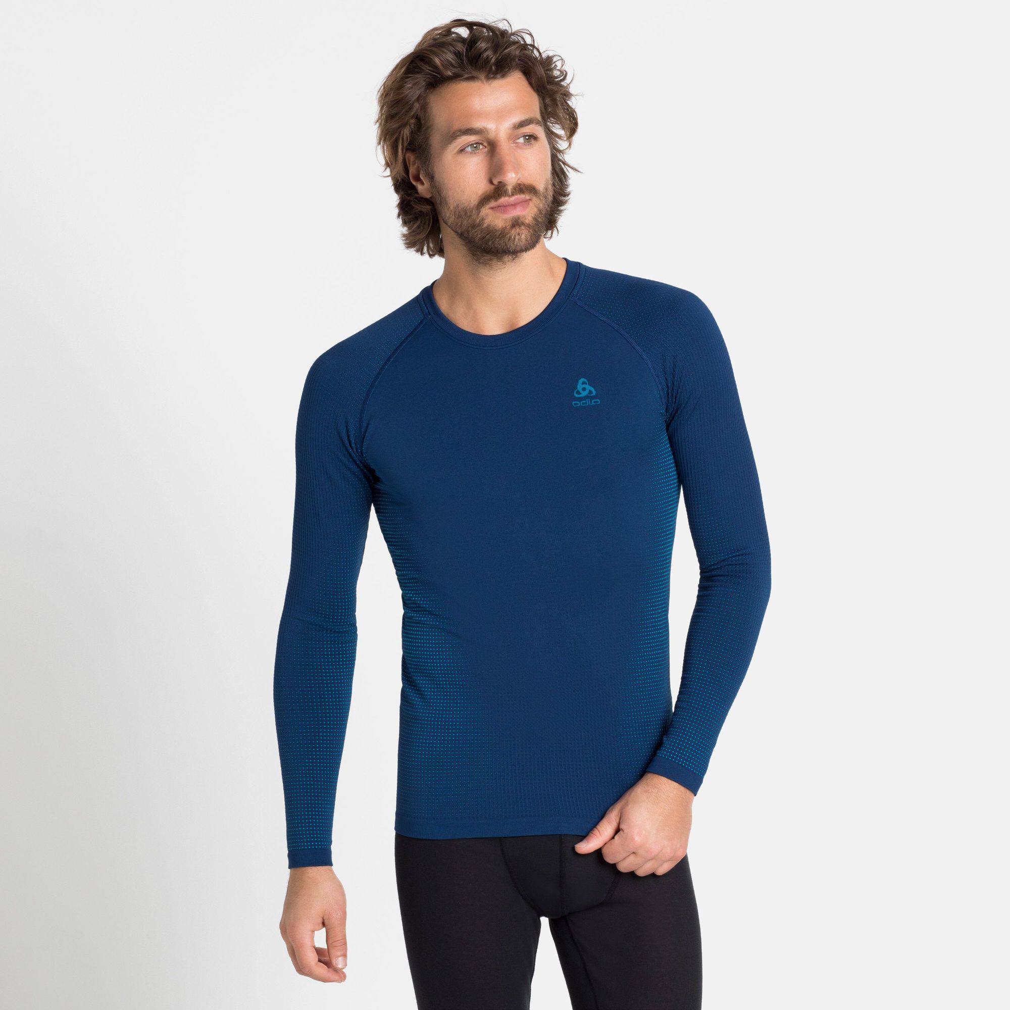 Odlo Men's PERFORMANCE WARM ECO Long-Sleeve Base Layer Top Saphir 03
