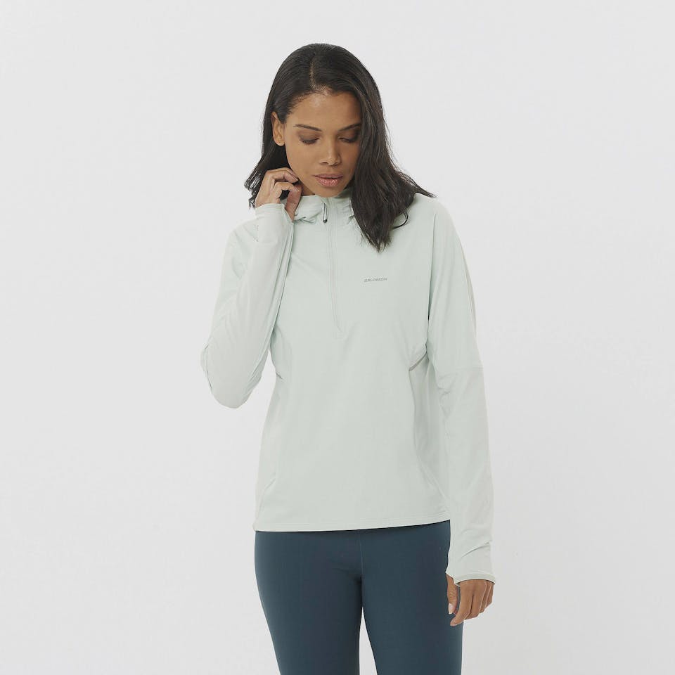 Salomon Women's Sense Aero Hybrid Half Zip Hoodie Light blue 04