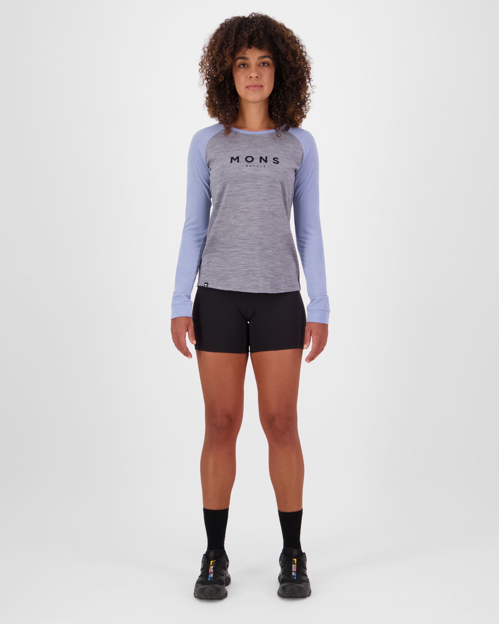 Mons Royale Women's Icon Raglan Grey heather / skyline 03