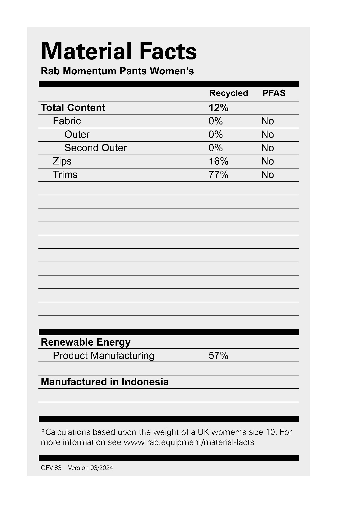 Rab Women's Momentum Pant Beluga 17