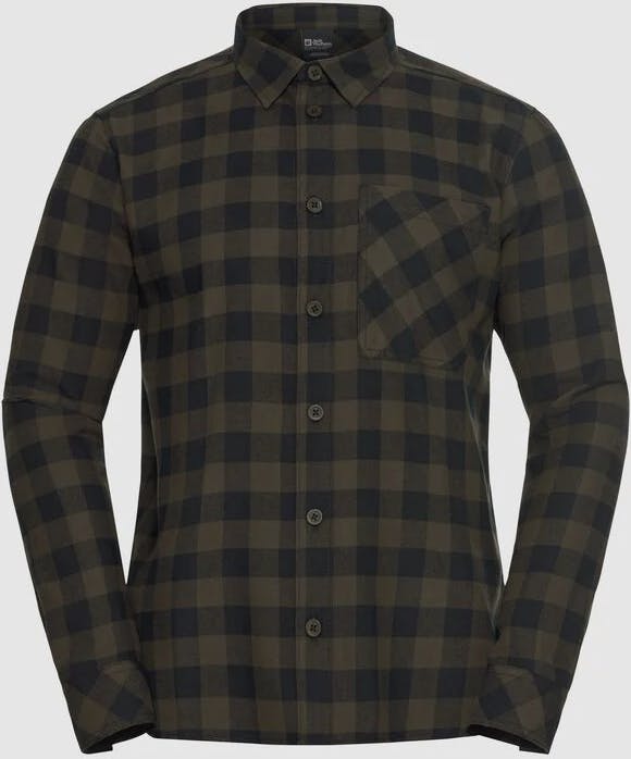 Jack Wolfskin Men's Lite Flannel Shirt Check Obsidian Moss 06