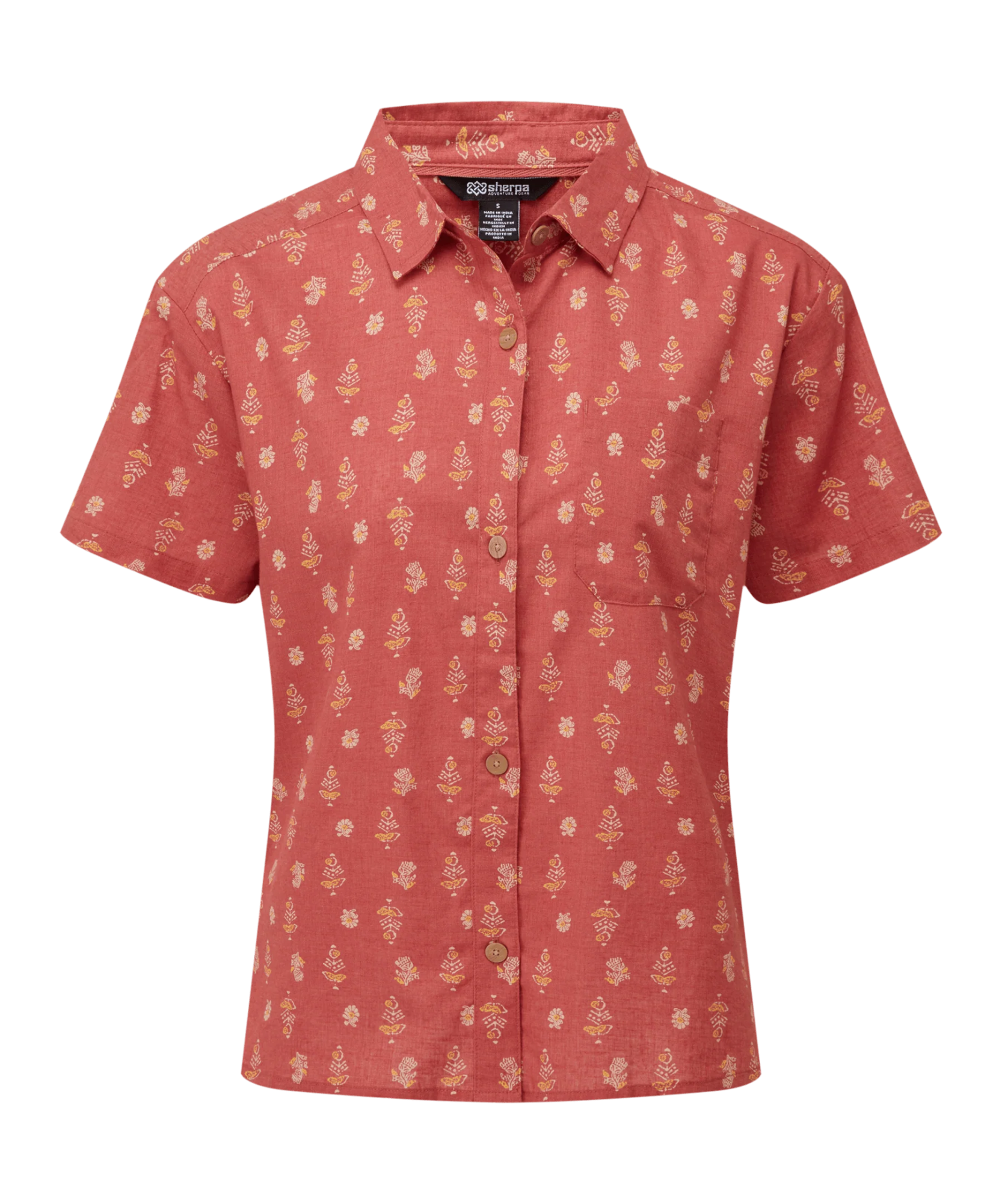 Sherpa Women's Jaya Camp Shirt Short Sleeve Rosie Indi Blossom 06