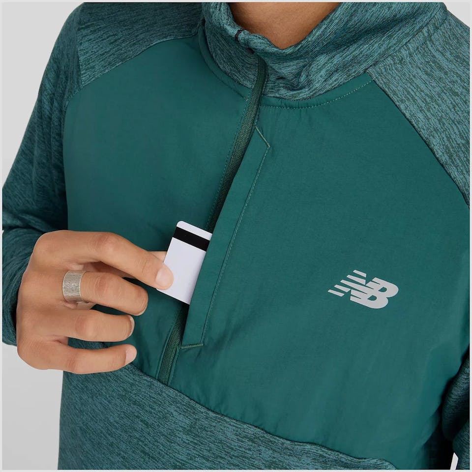 New Balance Men's Athletic Heat Grid Half Zip Spruce 01