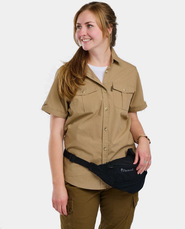 Pinewood Women's Safari Short Sleeve Shirt Sandstone 01