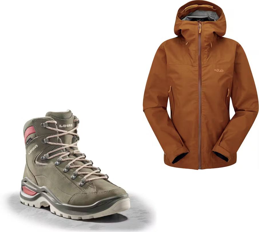 Rab Women's Namche GTX Jacket ja Lowa Women's Renegade Evo Mid GTX