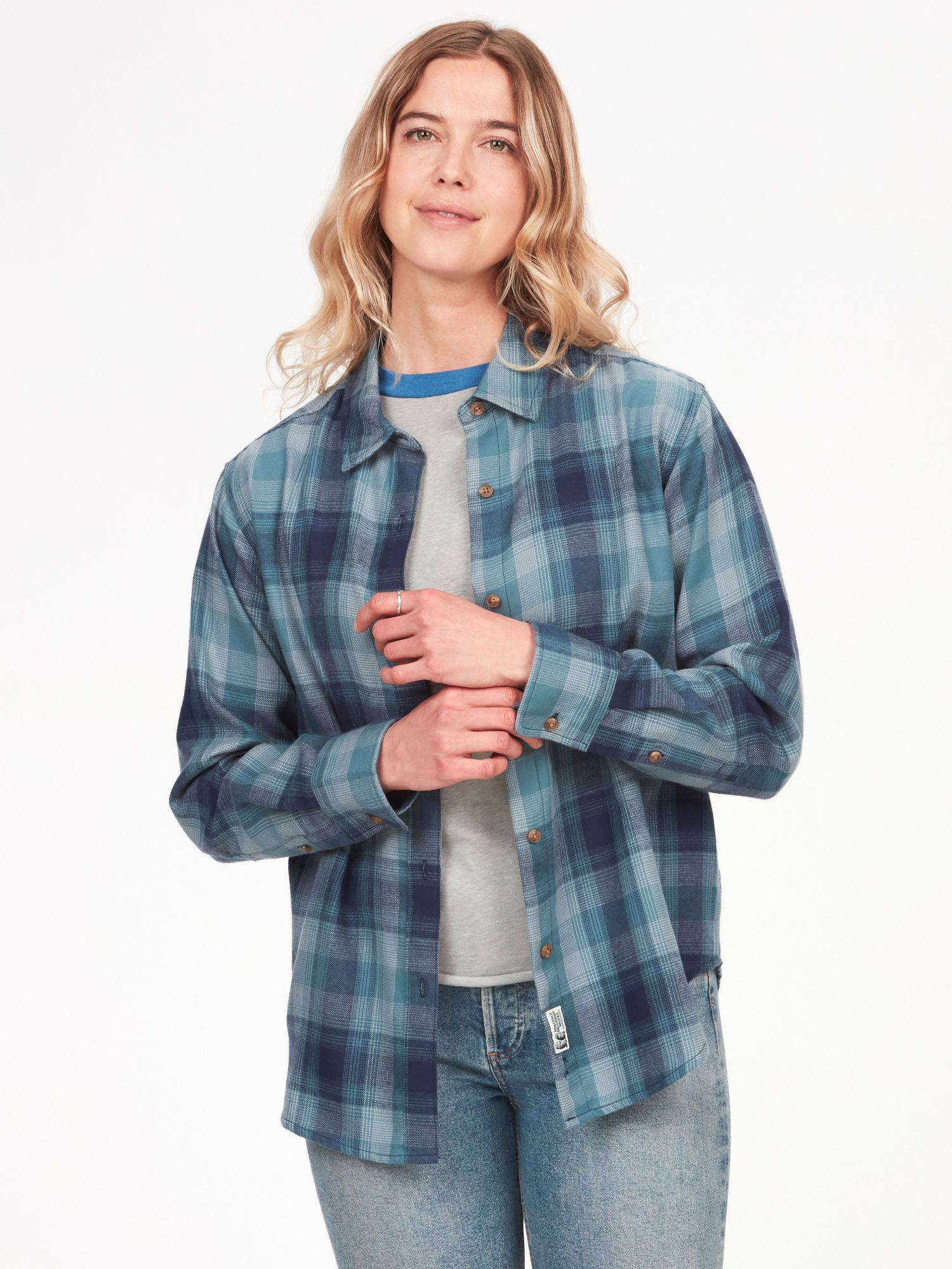 Marmot Women's Fairfax Light Novelty Flannel Navy 04