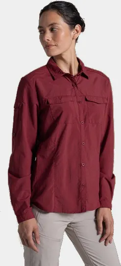 Craghoppers Women's Nosilife Adventure Long Sleeve III Shirt Riad Red 01