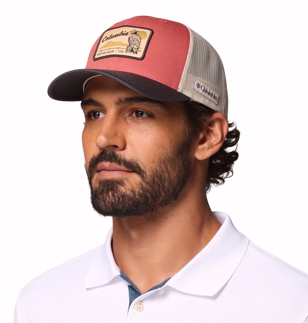 Columbia Mesh Snap Back Hat Washed Red, Heather 04