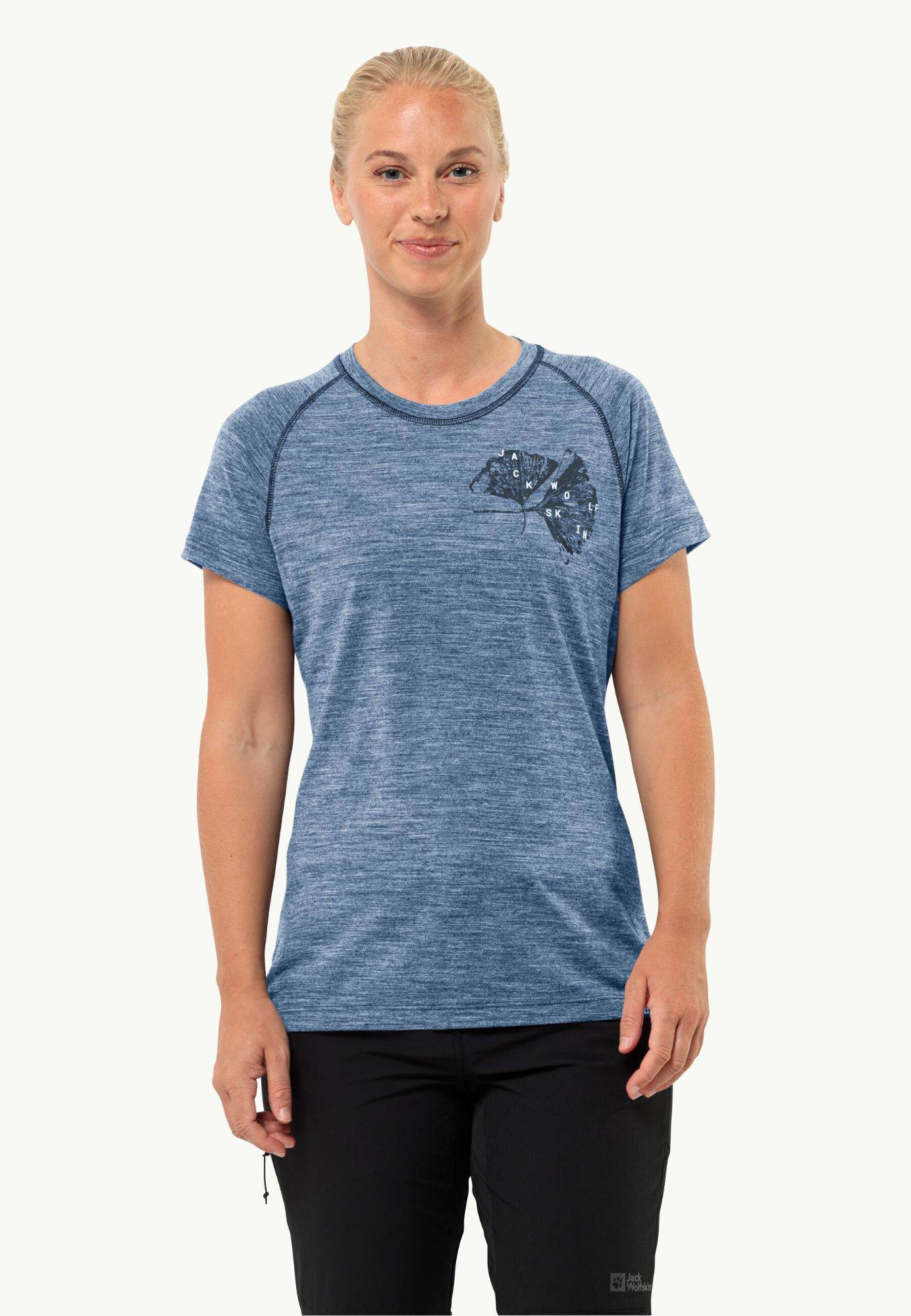 Jack Wolfskin Women's Kammweg Graph SS Tee Elemental Blue 02