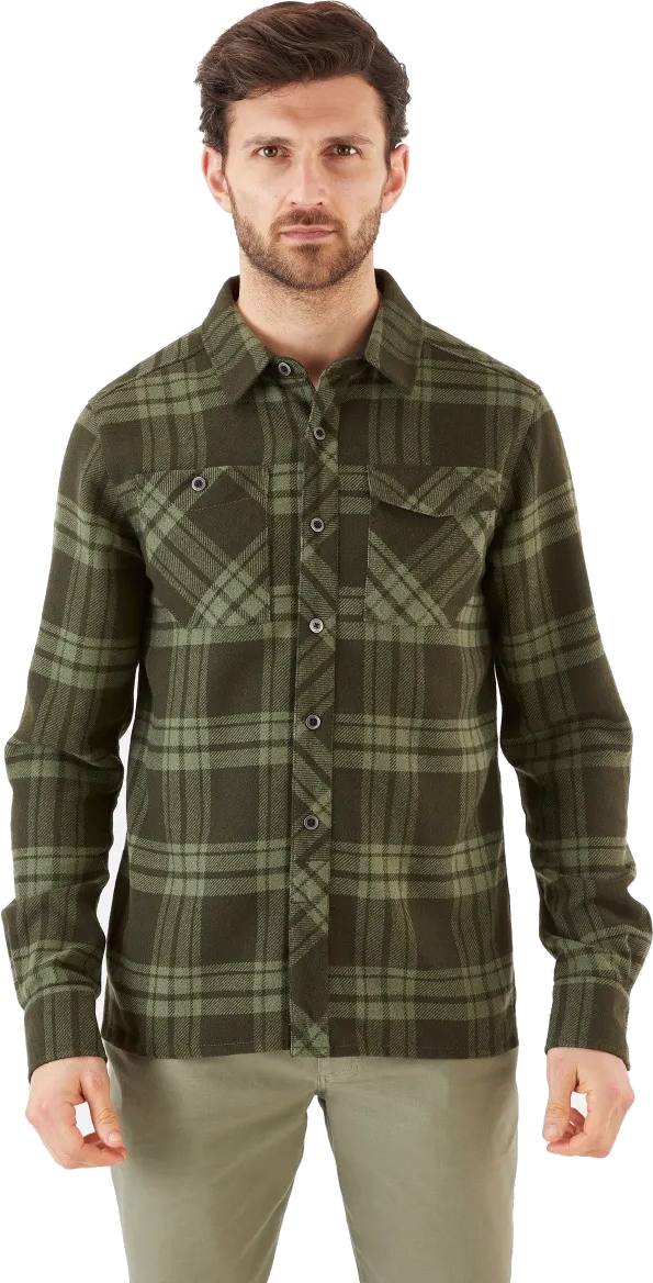 SayahMen Flannel Plaid Long Sleeve Relaxed-Fit Square Collar Longshirt