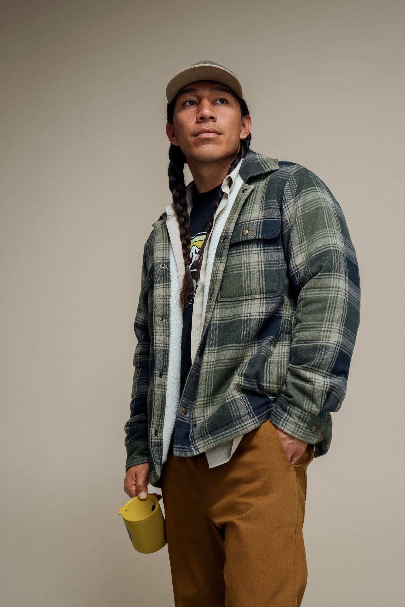 Marmot Men's Ridgefield Sherpa Flannel Jacket Nori 03