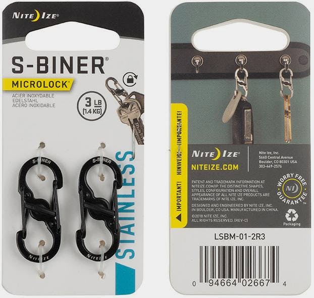 Nite Ize S-Biner MicroLock 2-pack Musta 01