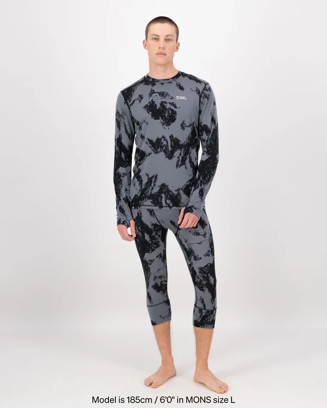 Mons Royale Men's Cascade 200 3/4 Legging Mtn Pixel Grey 02