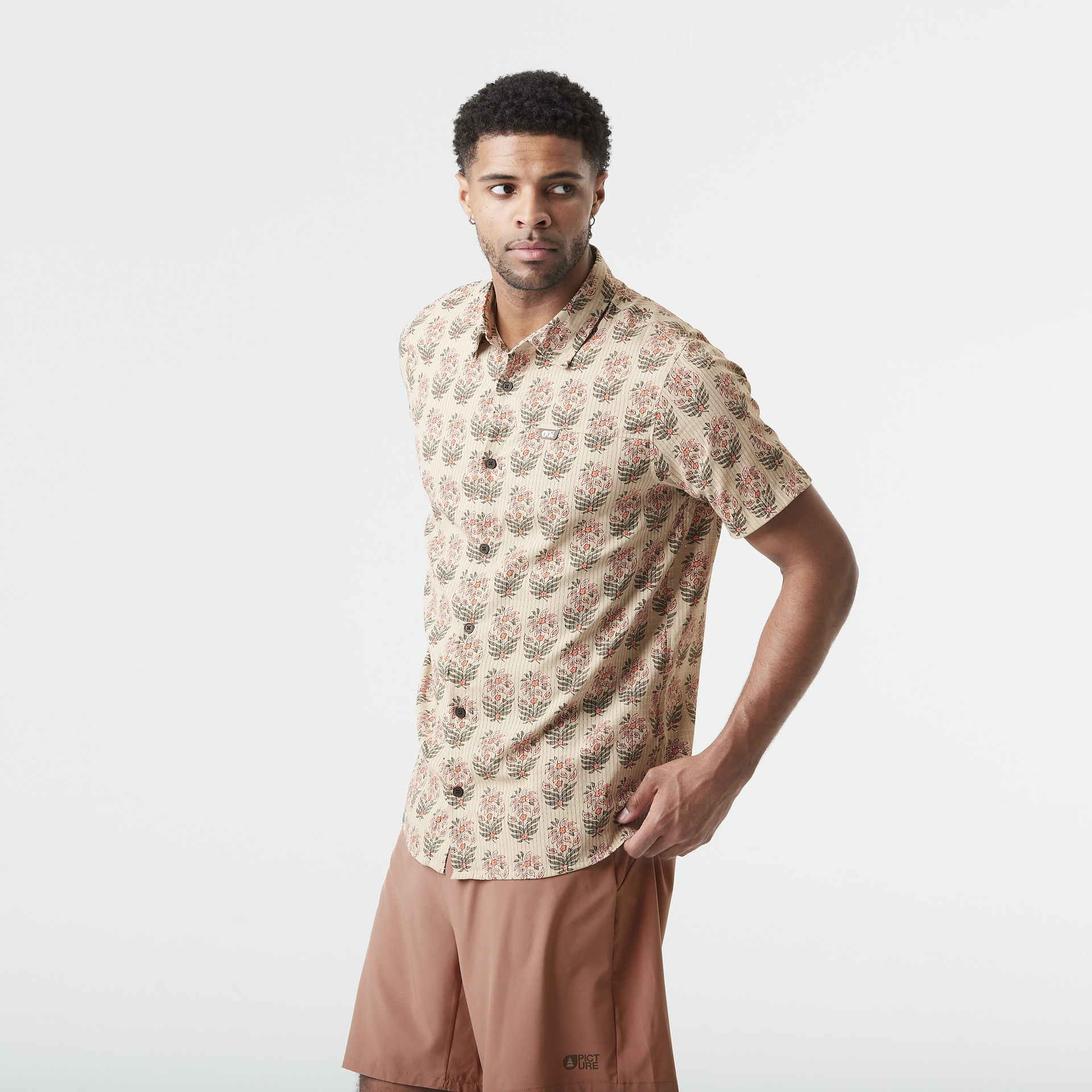 Picture Organic Clothing Men's Klivox Printed Short Sleeve Shirt Red 05