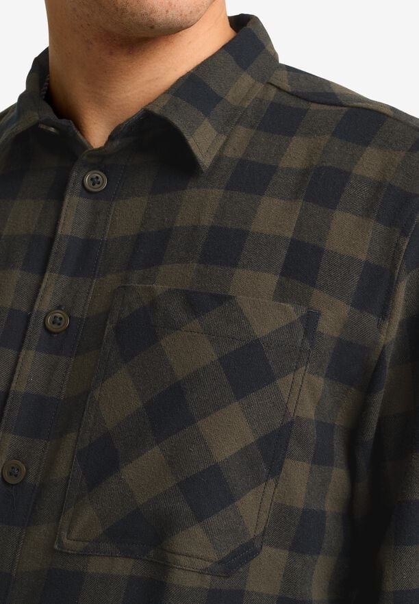 Jack Wolfskin Men's Lite Flannel Shirt Check Obsidian Moss 04