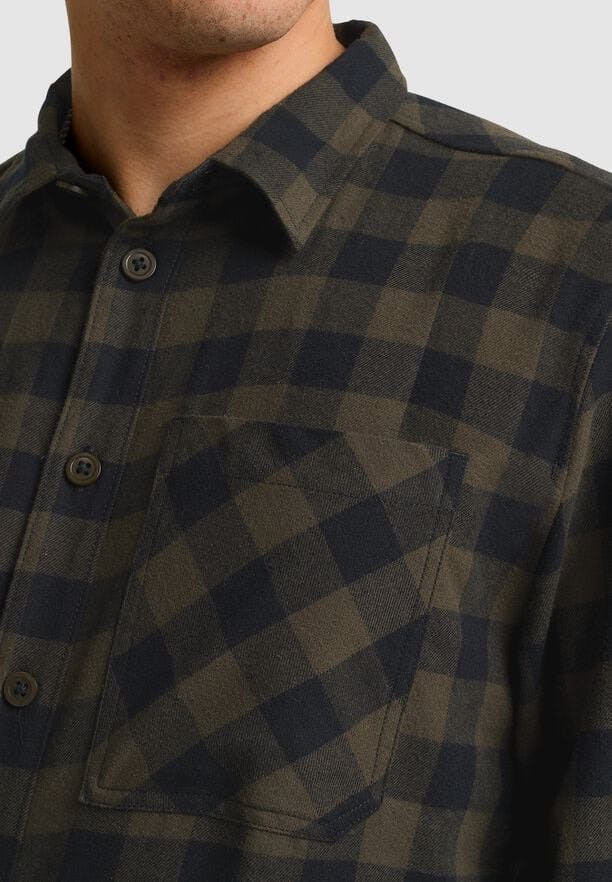 Jack Wolfskin Men's Lite Flannel Shirt Check Obsidian Moss 04