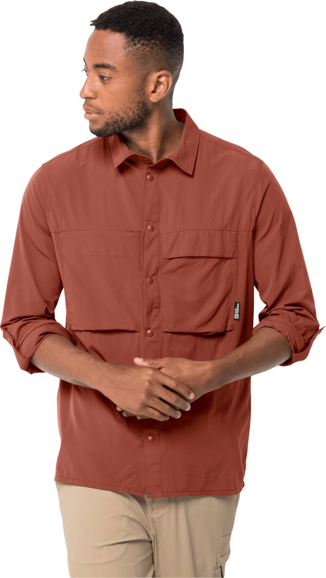 Jack Wolfskin Men's Atacama LS Shirt Tummanpunainen 02