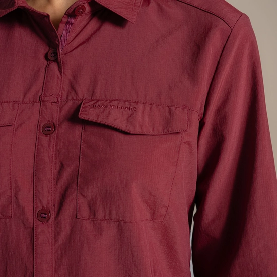 Craghoppers Women's Nosilife Adventure Long Sleeve III Shirt Riad Red 06