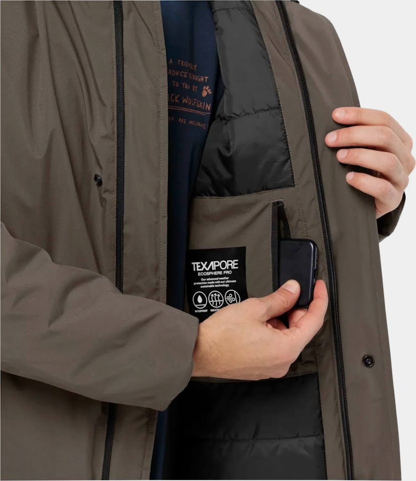 Jack Wolfskin Men's Koenigsbau Coat - Miesten vedenpitävä toppatakki Coffee 08