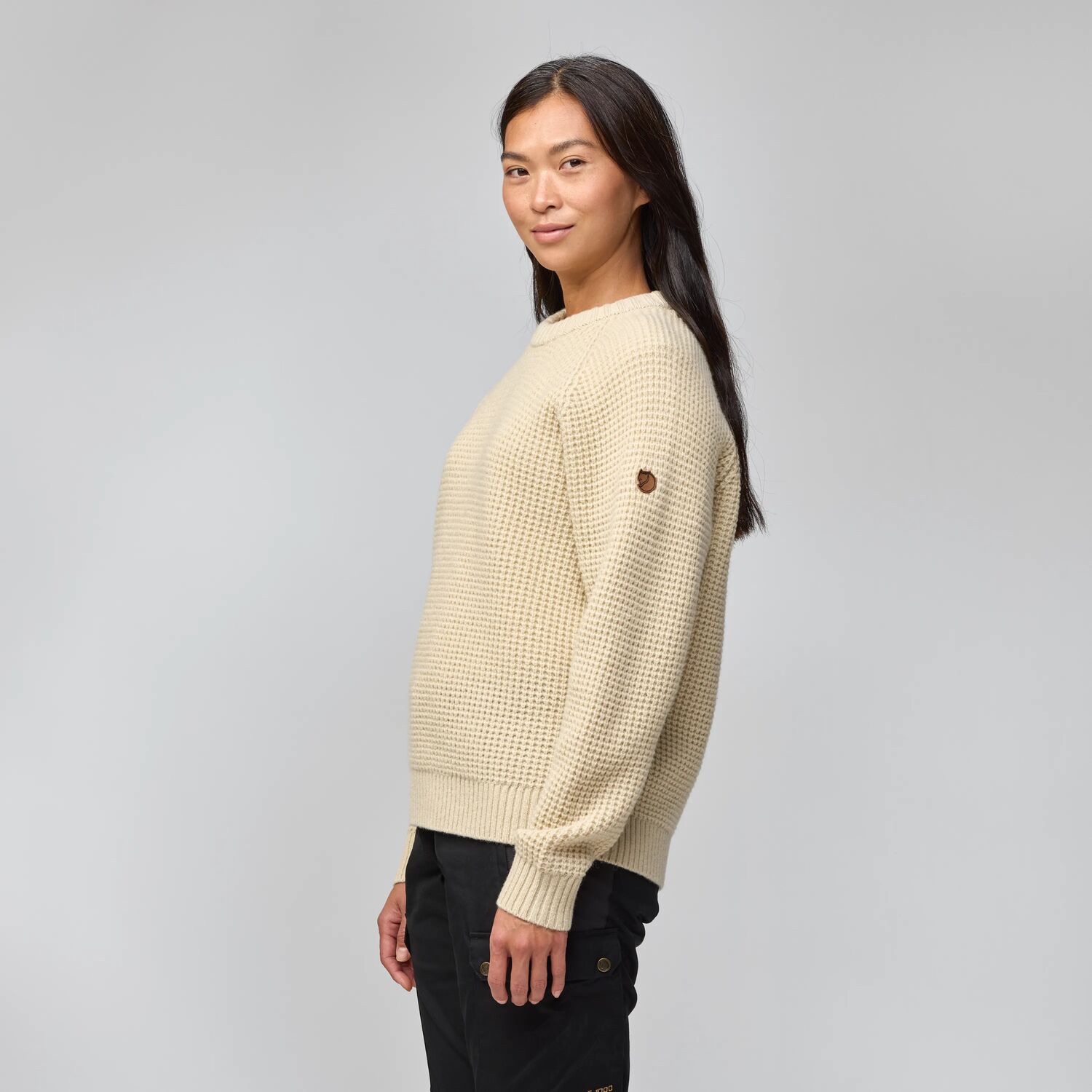 Fjällräven Women's Övik Waffle Knit Light Beige 05