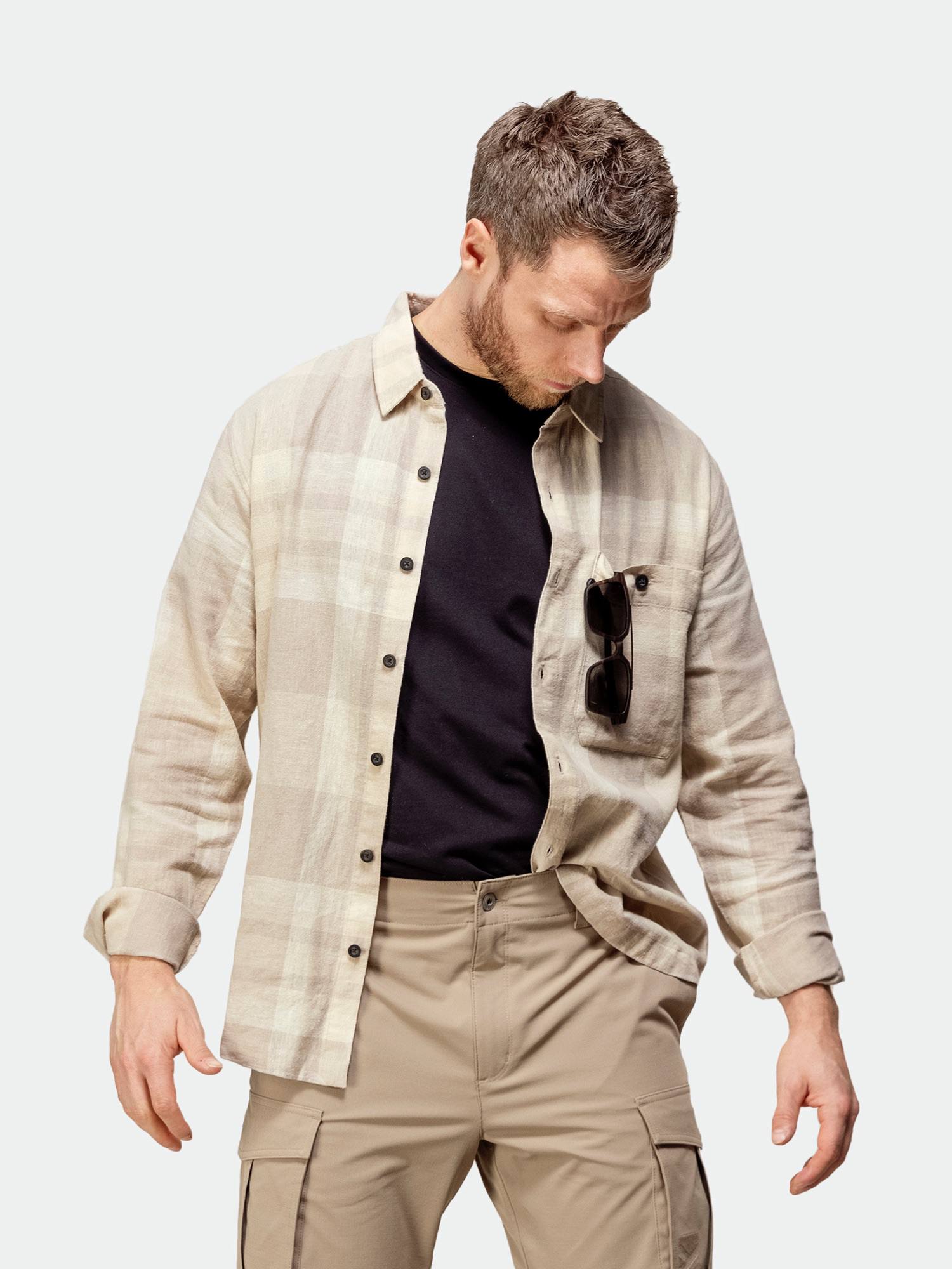 Halti Men's Hiker Trek Shirt Fog Beige print 04