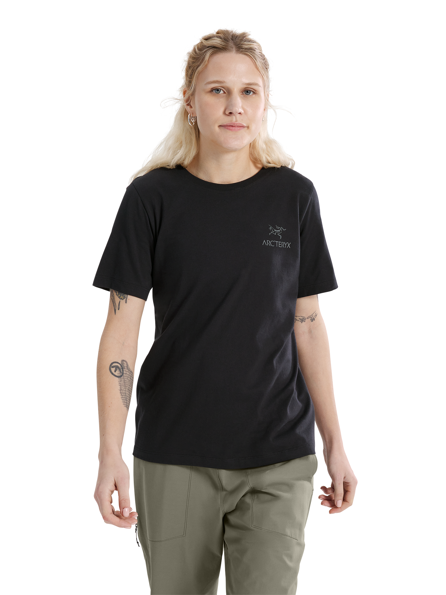 Arc'teryx Women's Kragg SL Cotton Emblem Crew Shirt SS Musta 03