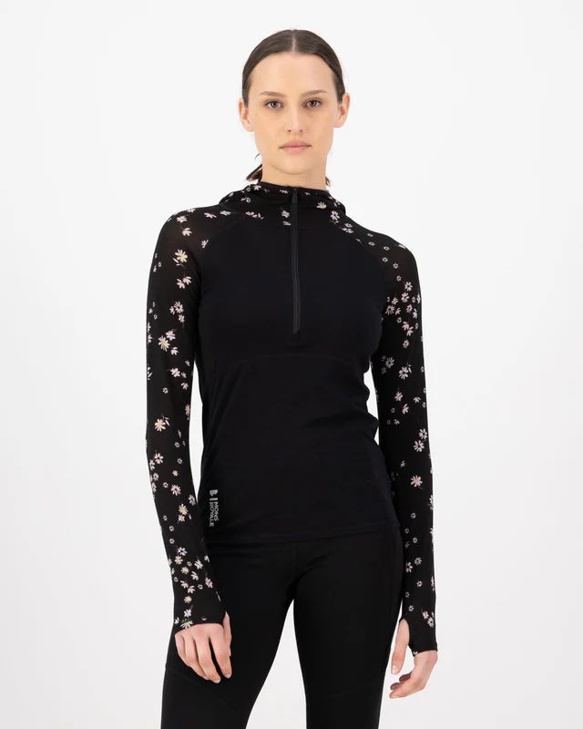 Mons Royale Women's Bella Tech Hood Musta / Valkoinen 03